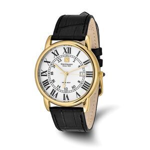 Steinhausen Mens Delemont IPG-plated White Dial Black Strap Watch